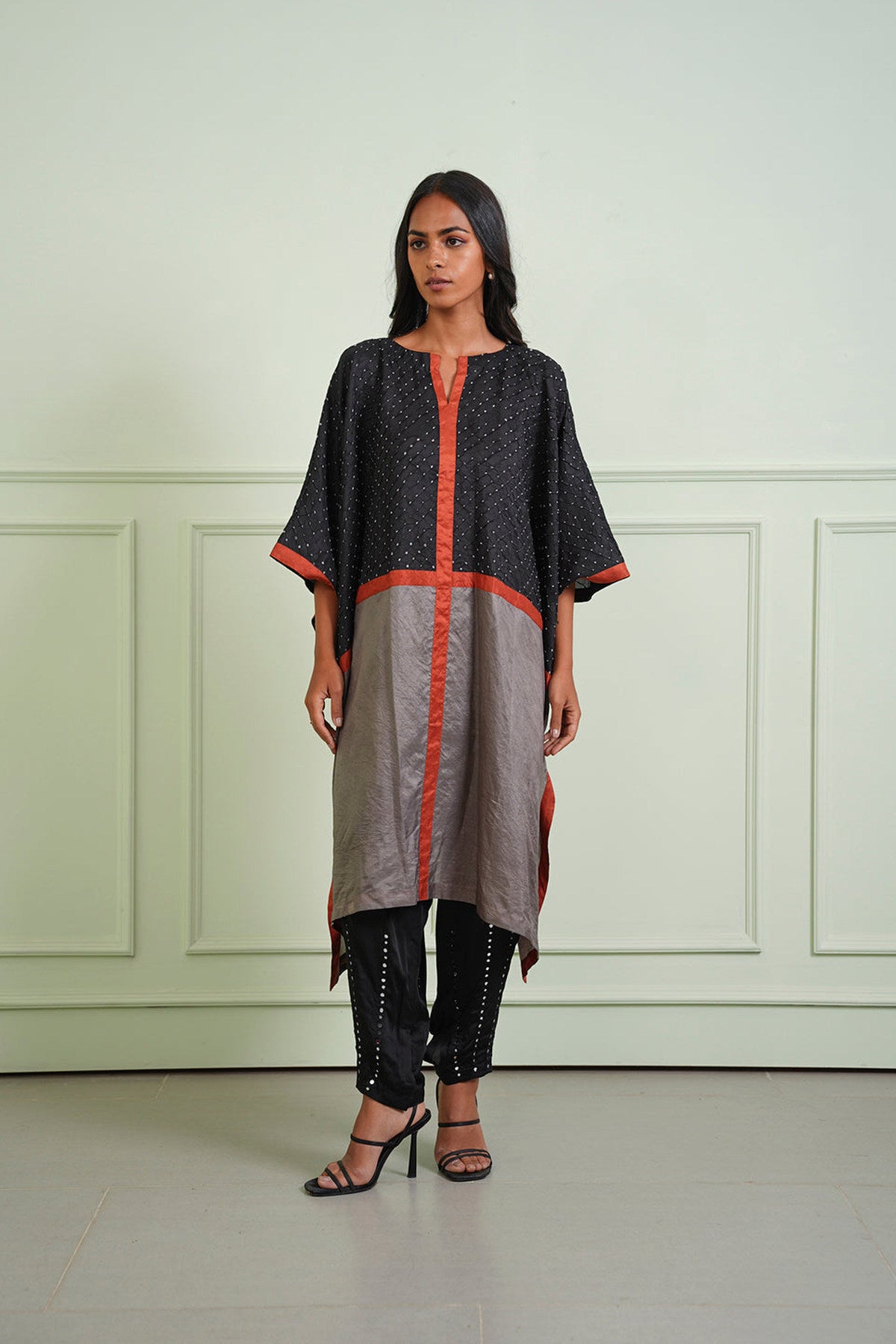 Bandhani Color Block Kaftan Tunic