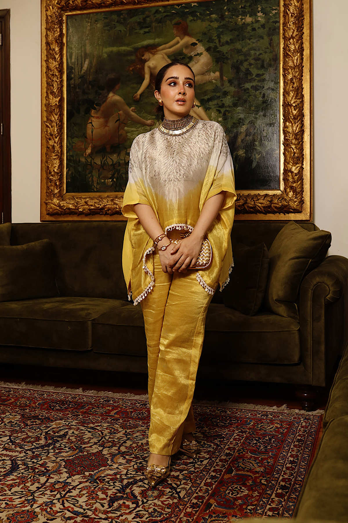 Tissue And Chanderi Shibori Kaftan Top