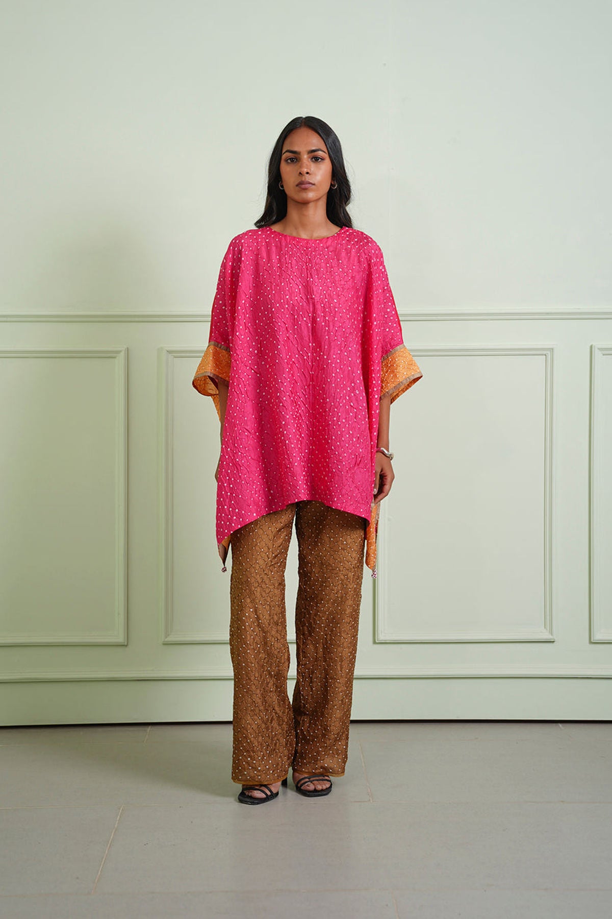 Crushed Bandhani Wide Sleeves Tunic