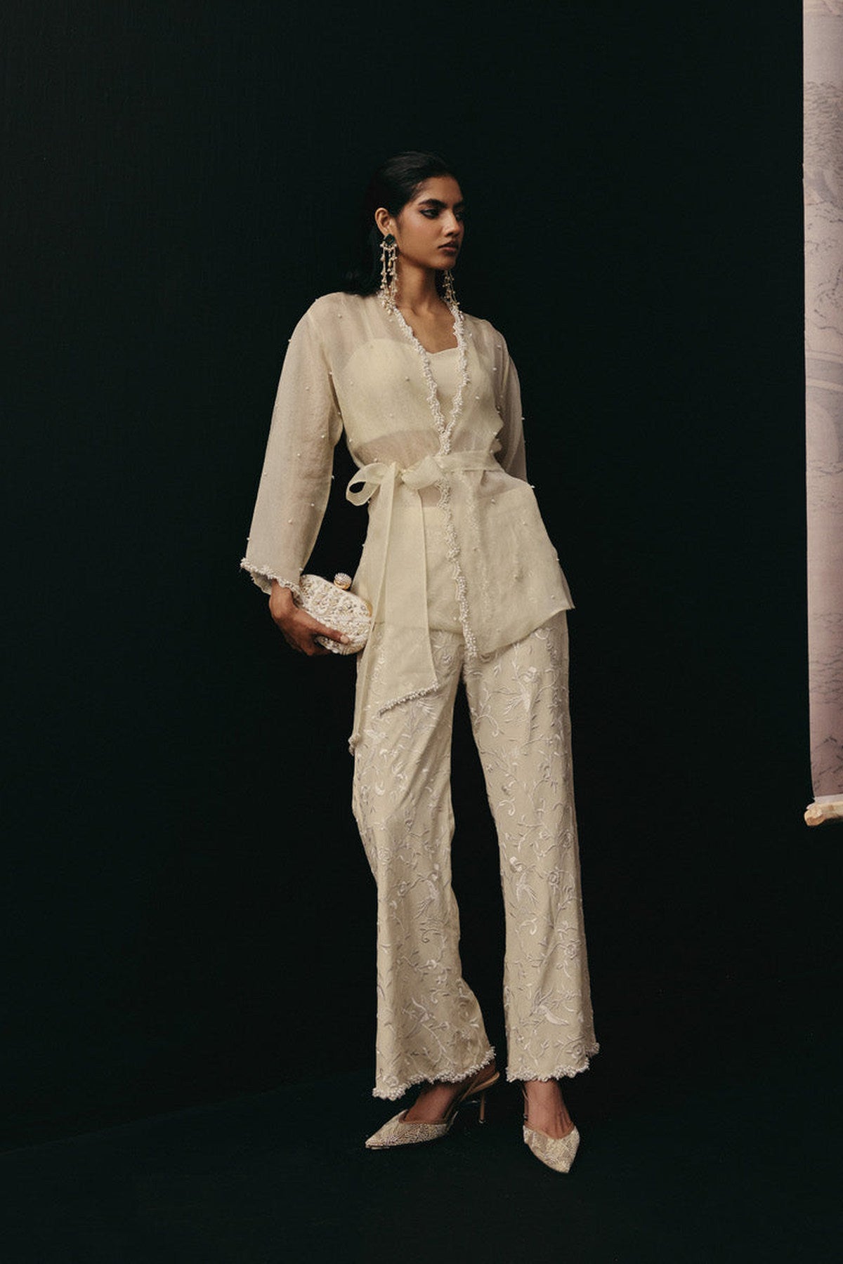 Organza overlay belt jacket