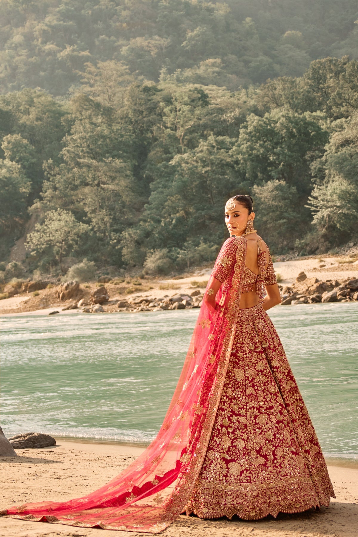 Vermillion Forest Lehenga