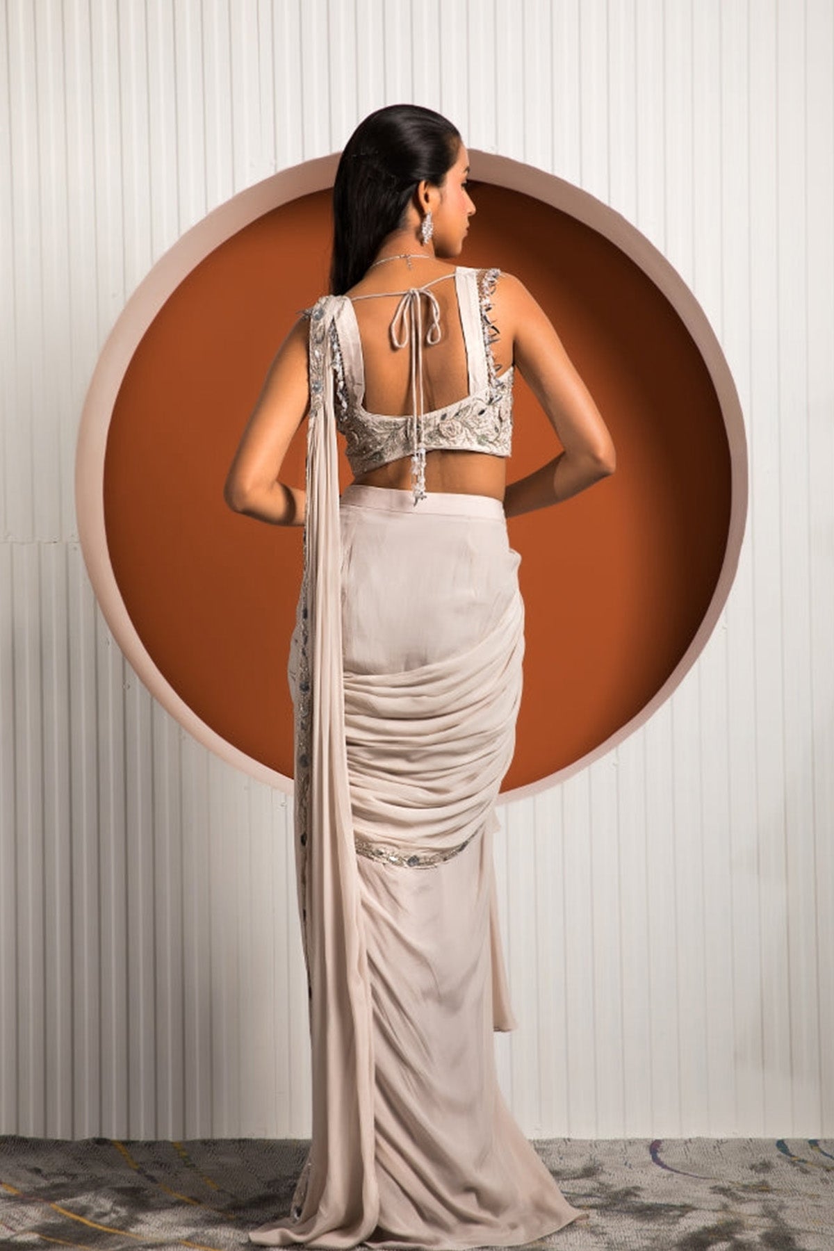 Pink Gray Saree