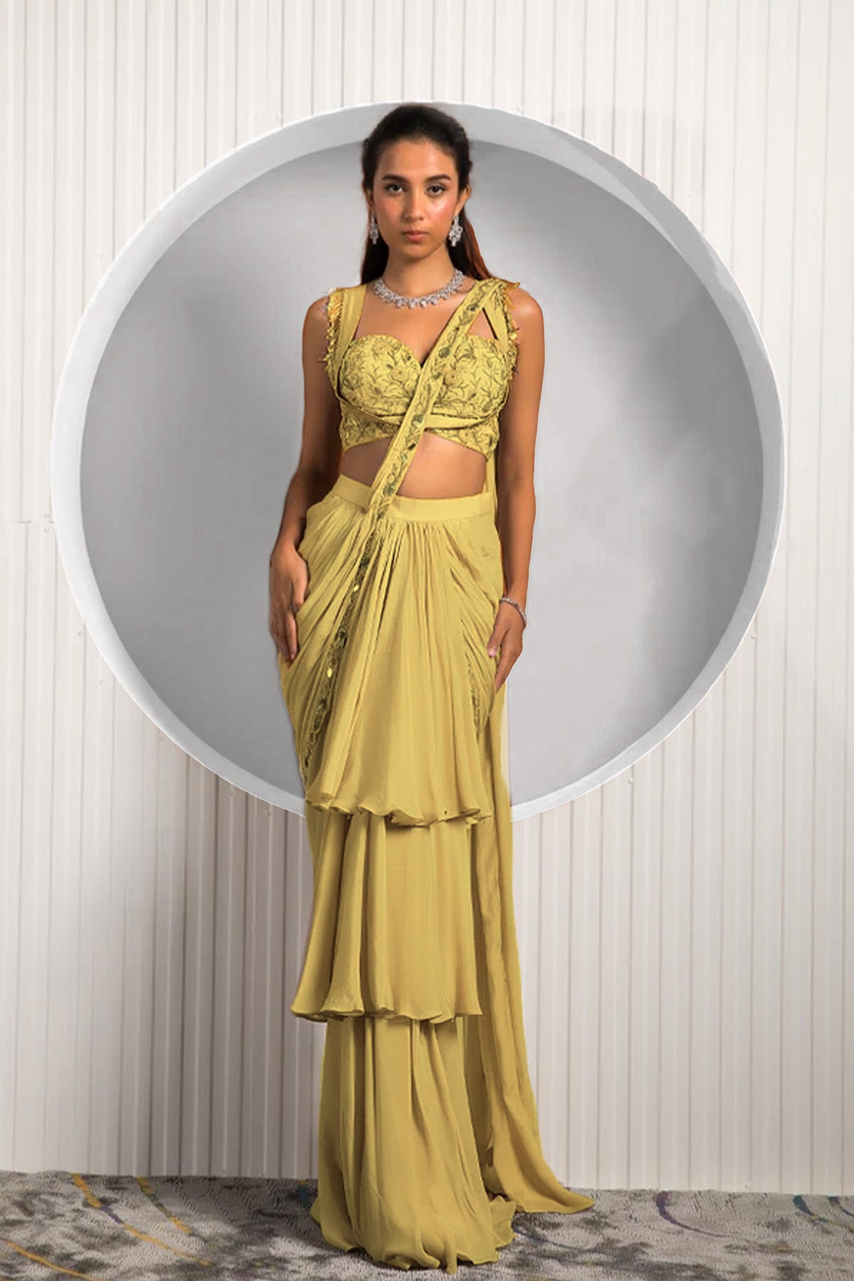 Gold Tan Saree