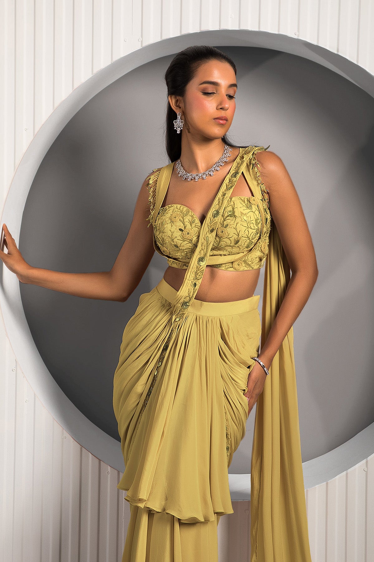 Gold Tan Saree