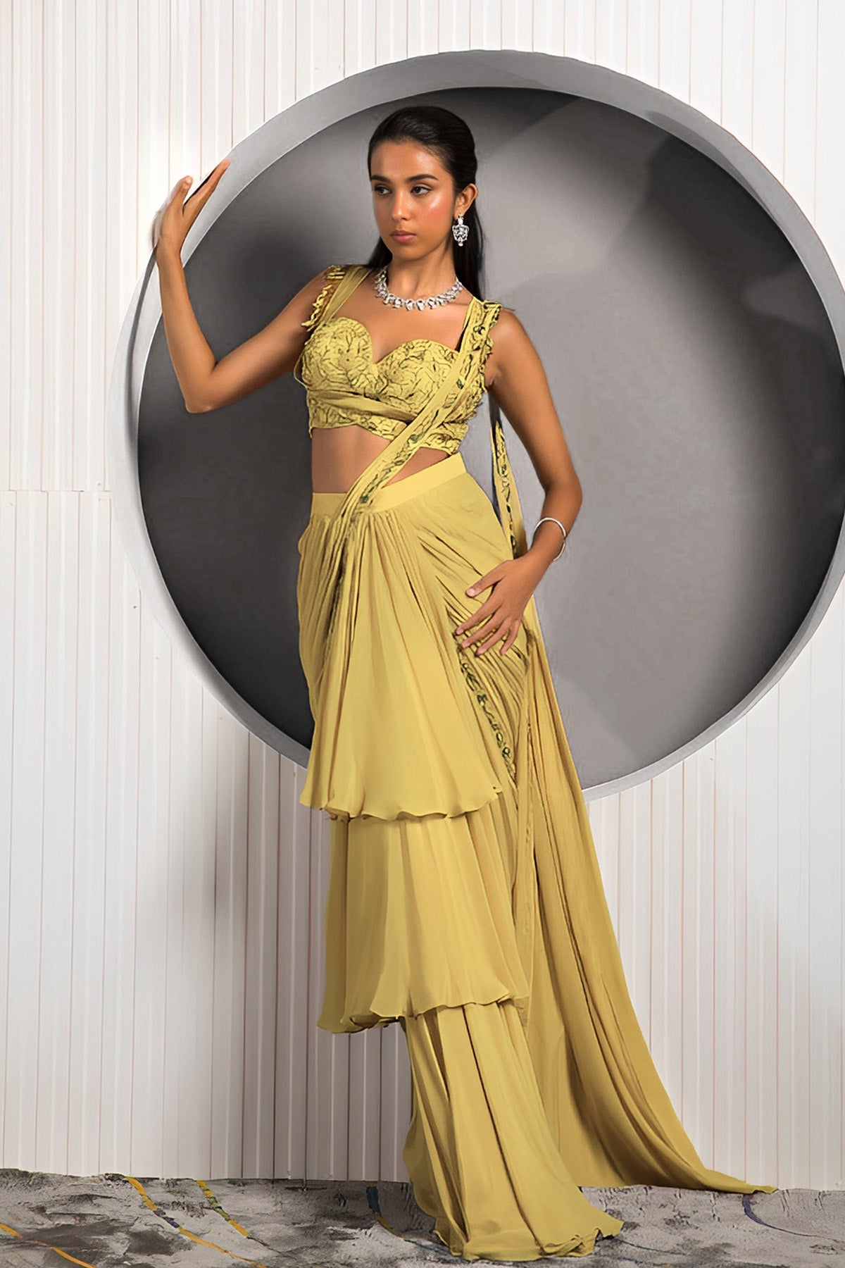 Gold Tan Saree