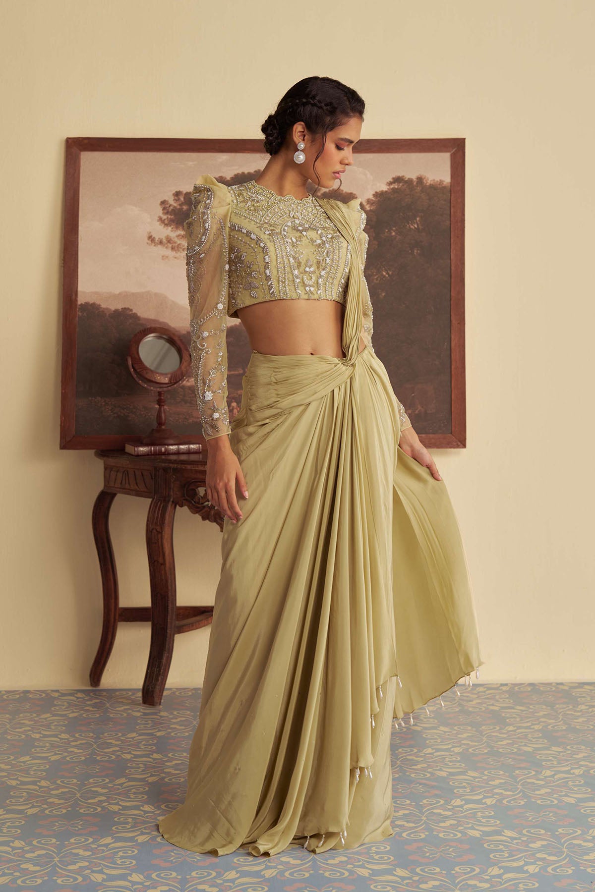 Willow whisper drape saree set