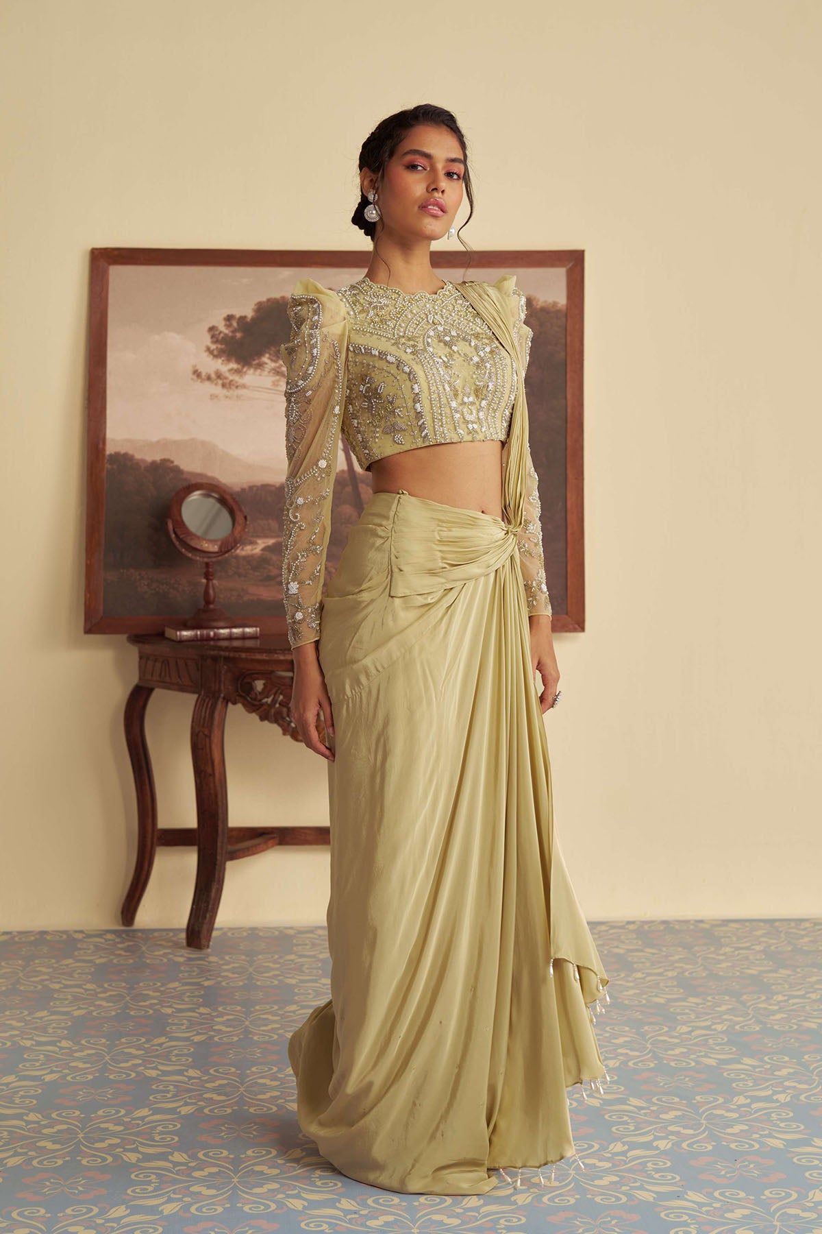 Willow whisper drape saree set