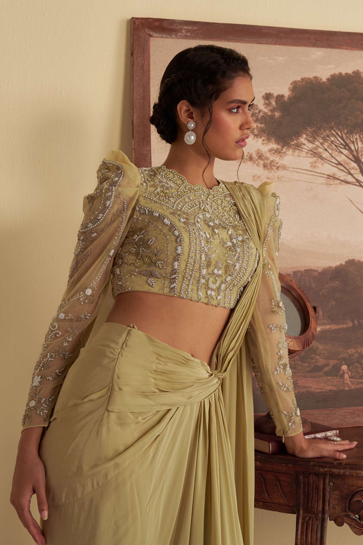 Willow whisper drape saree set