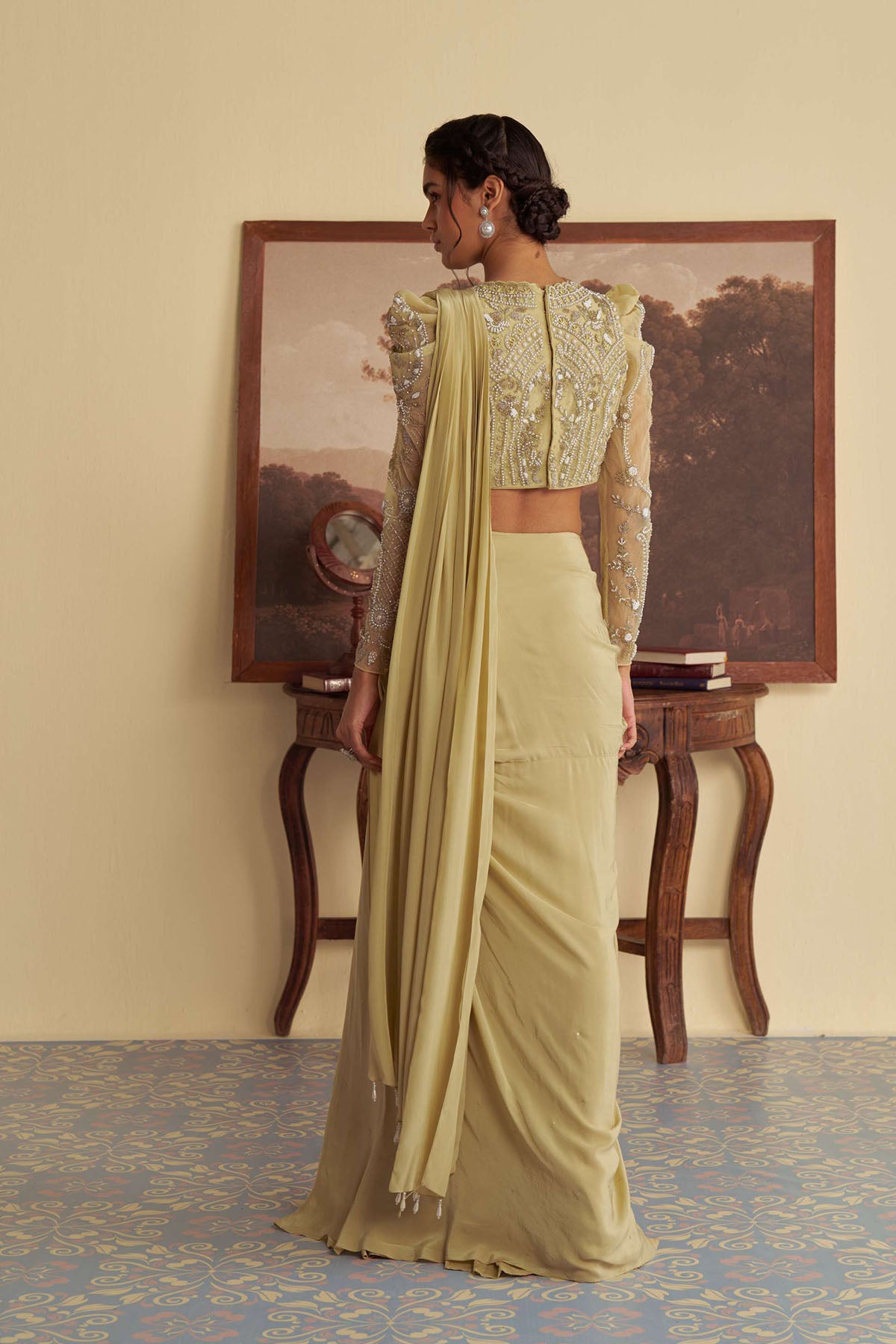 Willow whisper drape saree set