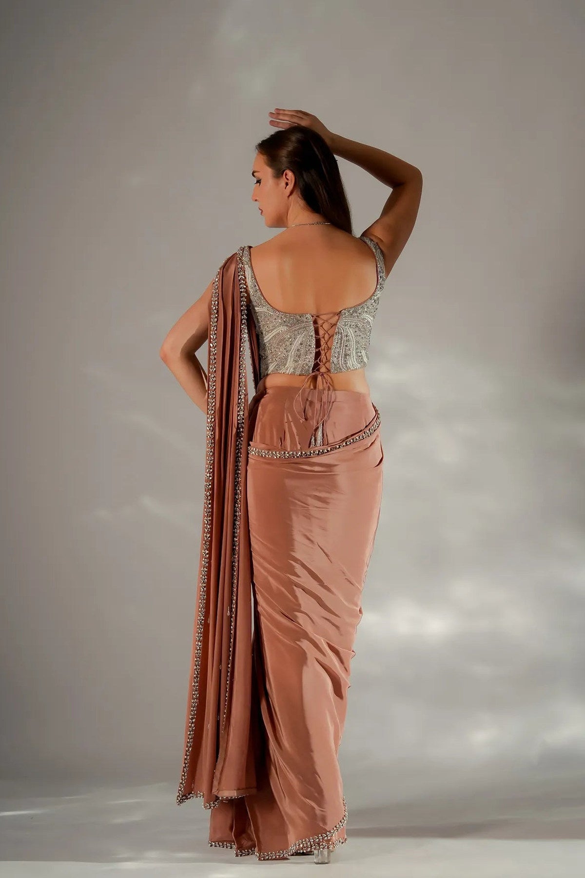 Zarina pearl drape saree - Ready To Ship