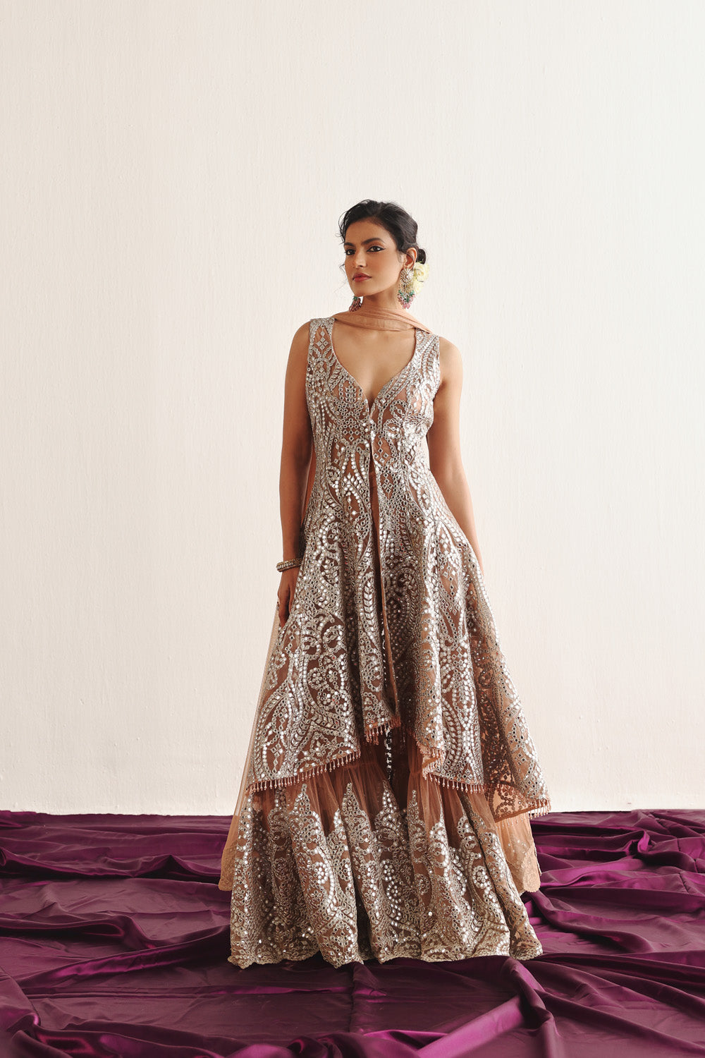 Long Asym Sleeveless Sherwani
