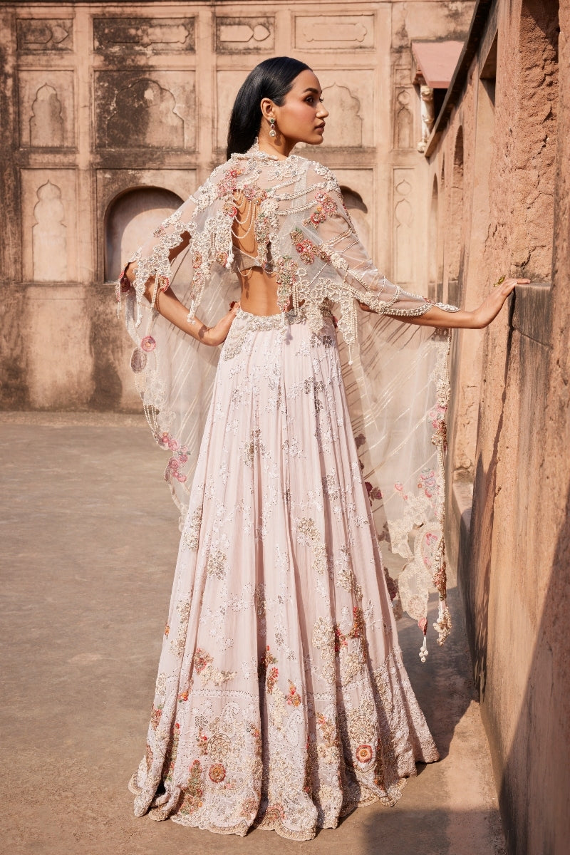 Evadne Off White Chikankari Lehenga