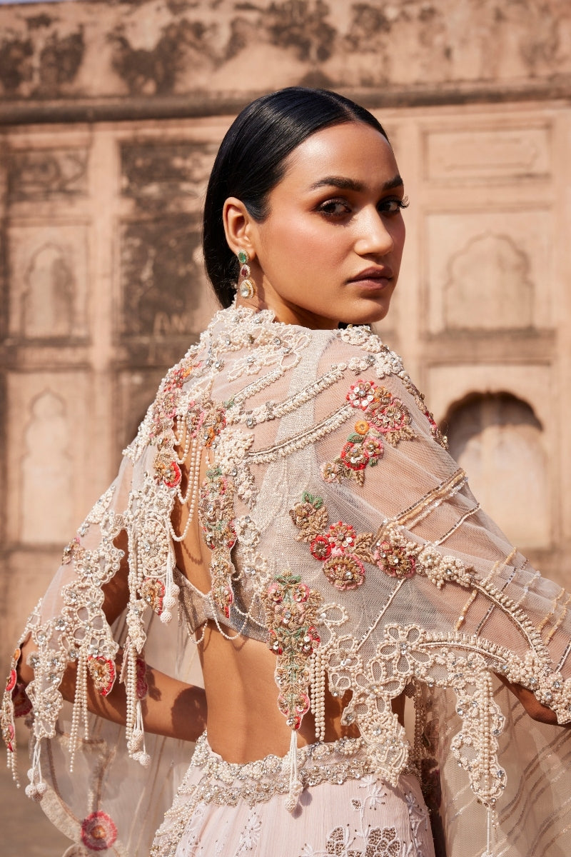 Evadne Off White Chikankari Lehenga