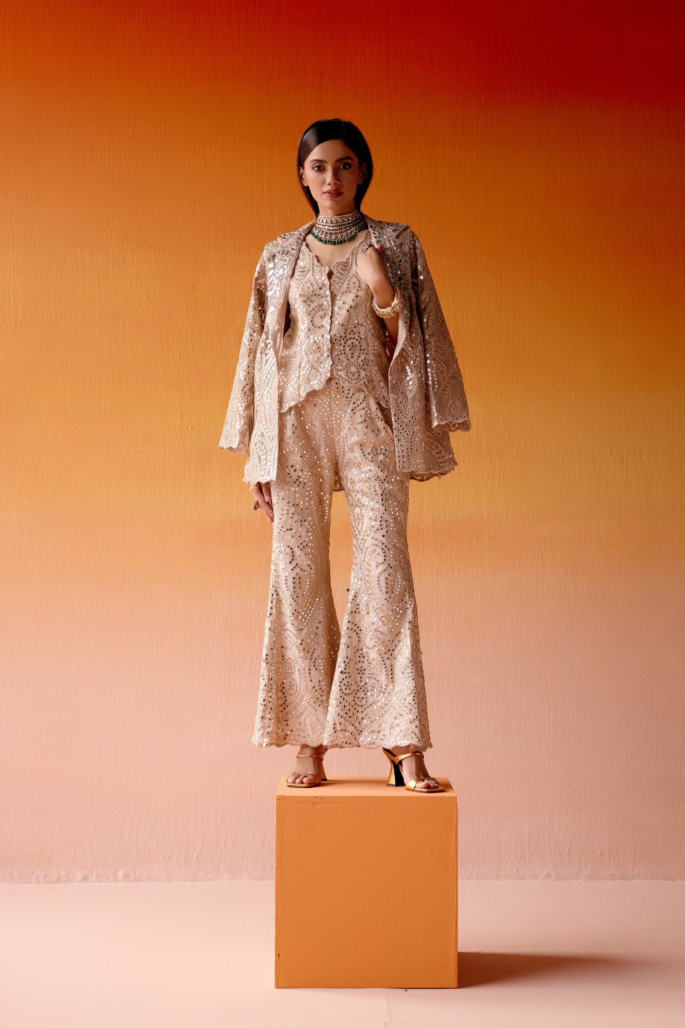 MIRRORWORK SCALLOP COAT JACKET