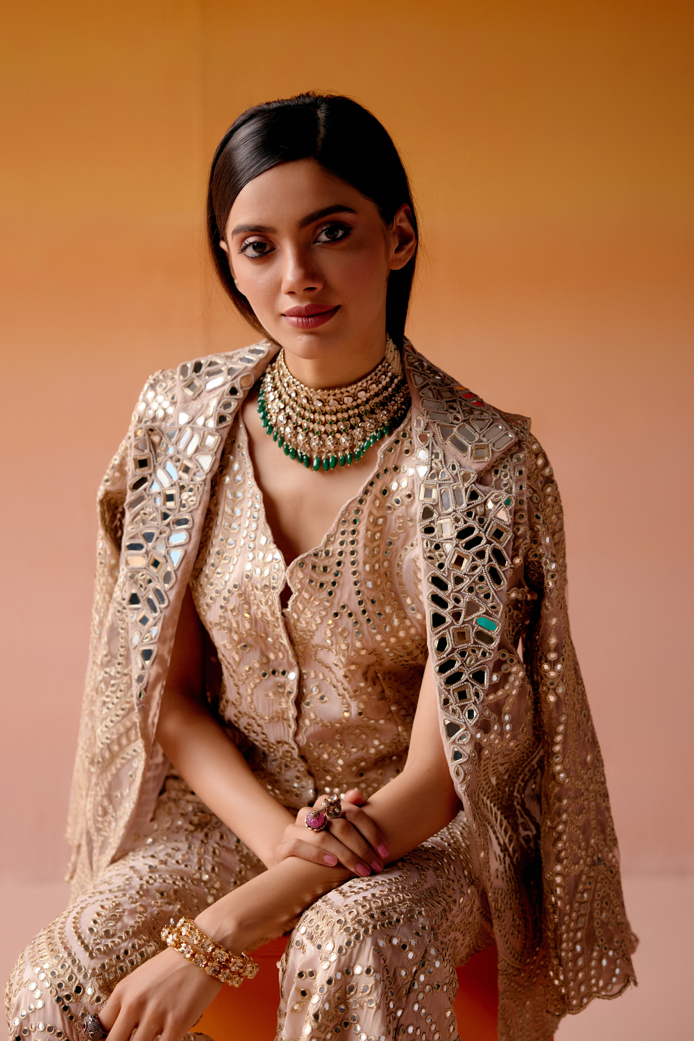MIRRORWORK SCALLOP COAT JACKET