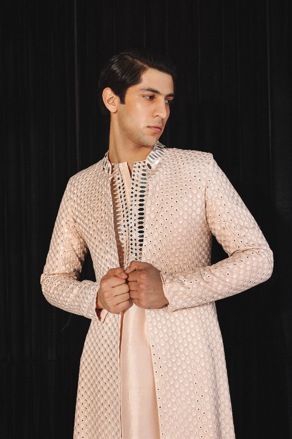 Blush Pink Booti Mirrorwork Jacket