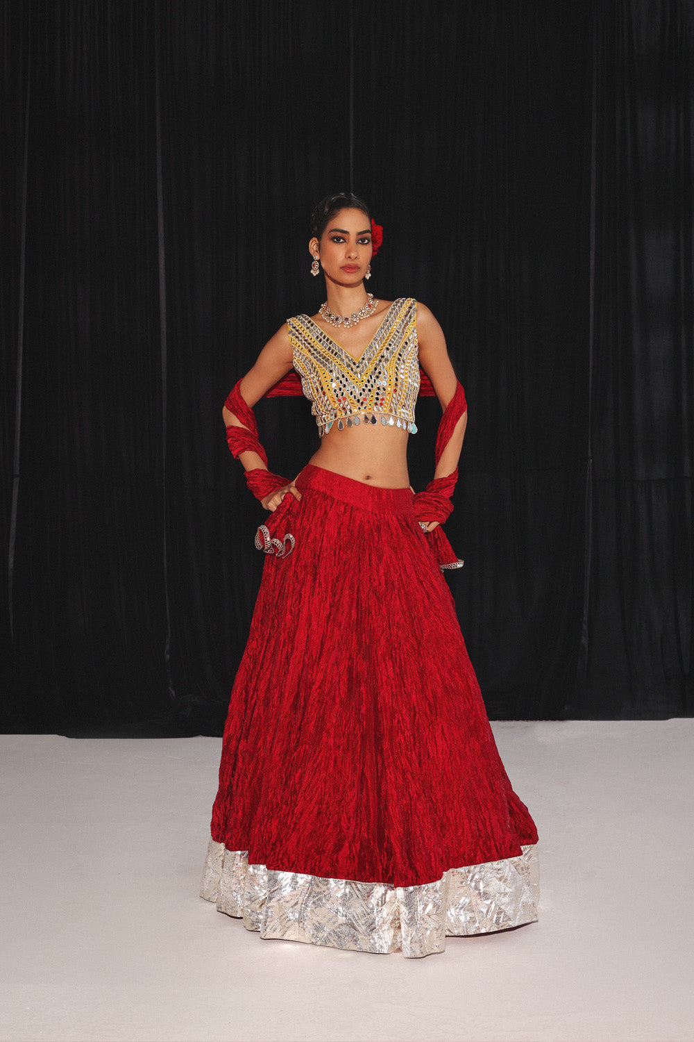 Crushed Lehenga Set