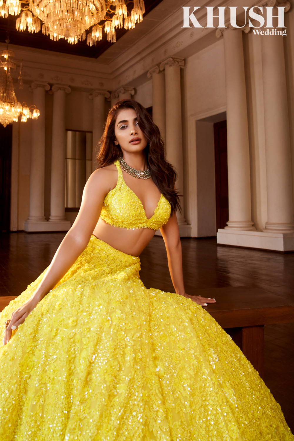 Yellow Sequin Lehenga Set