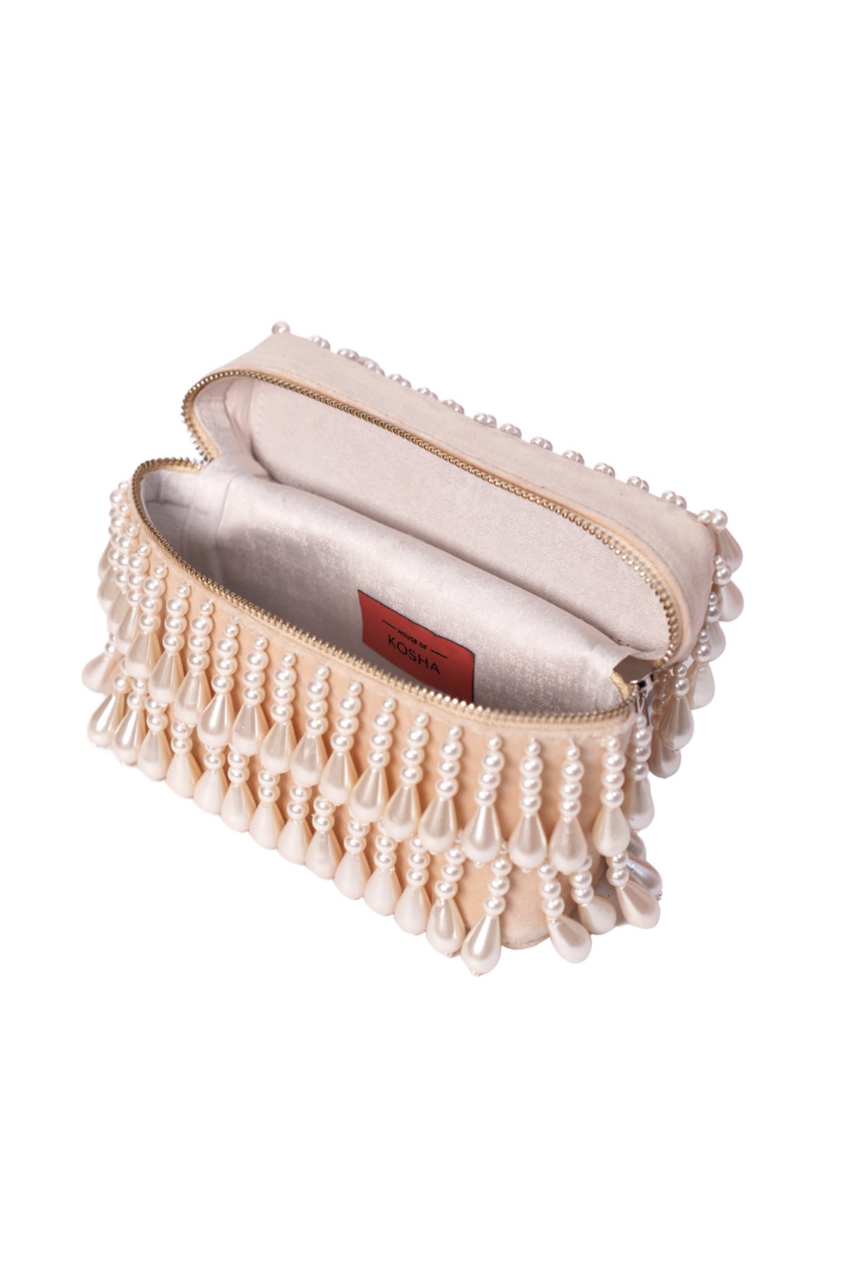 Zarah Ivory Pearl Embellished Vanity Bag