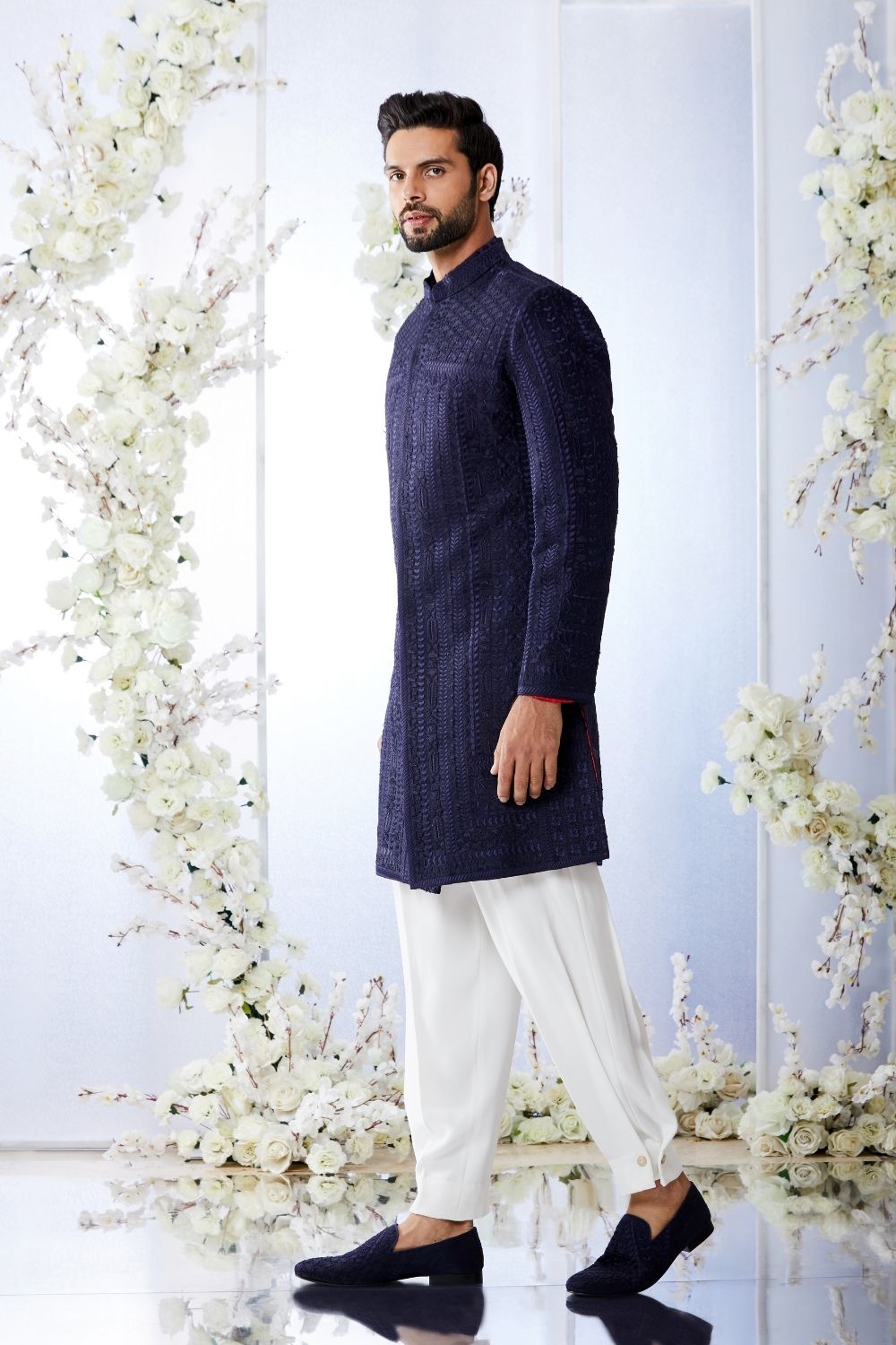 Midnight Blue Sherwani Set