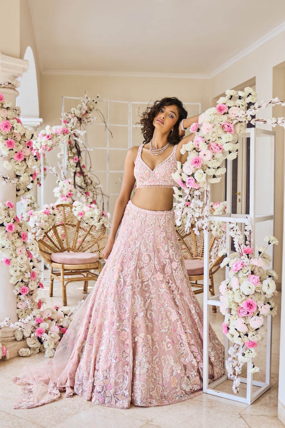 Blush Pink Sequin Lehenga Set