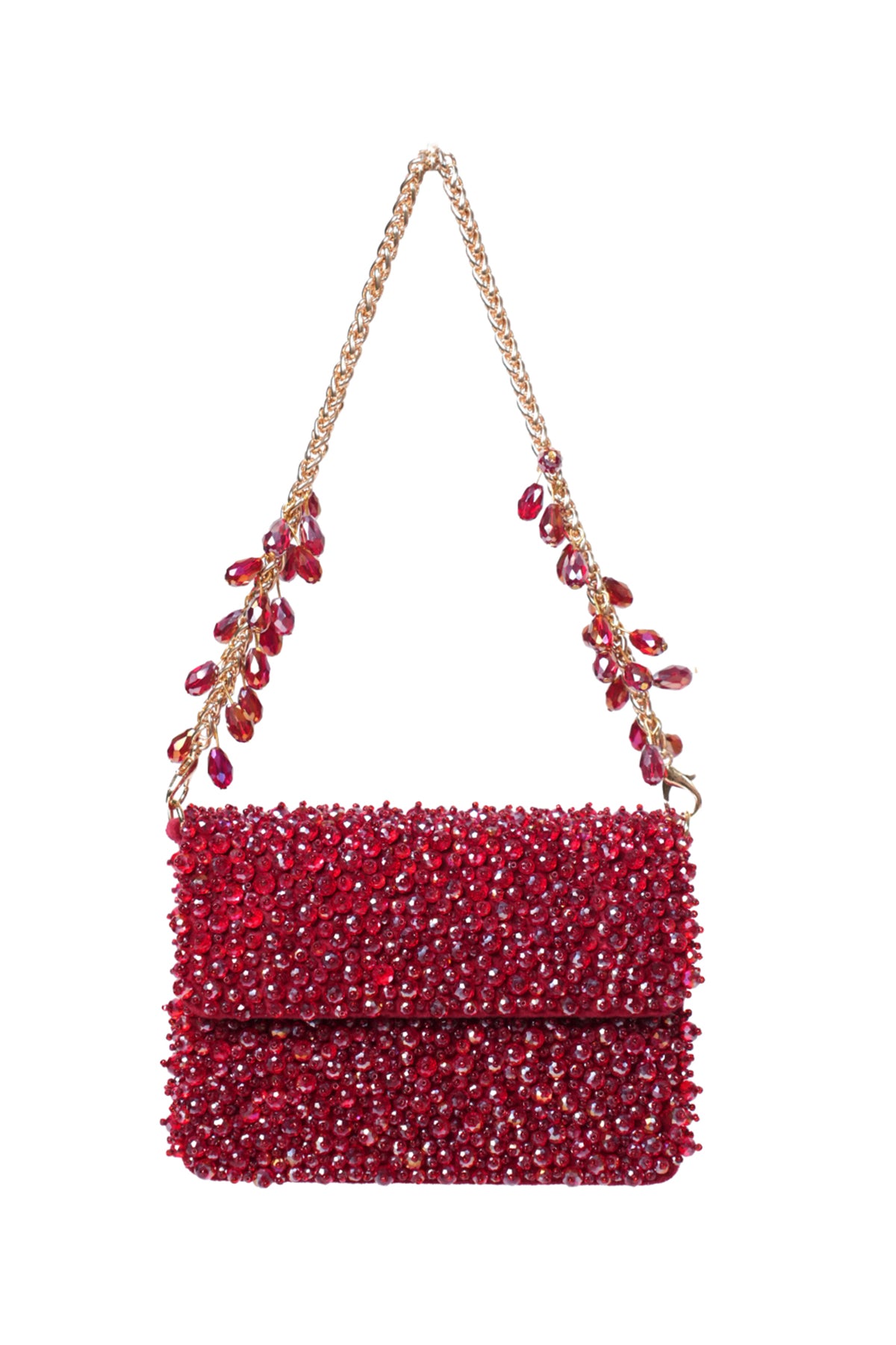 Kiyara Maroon Suede Crystal Embellished Mini Bag