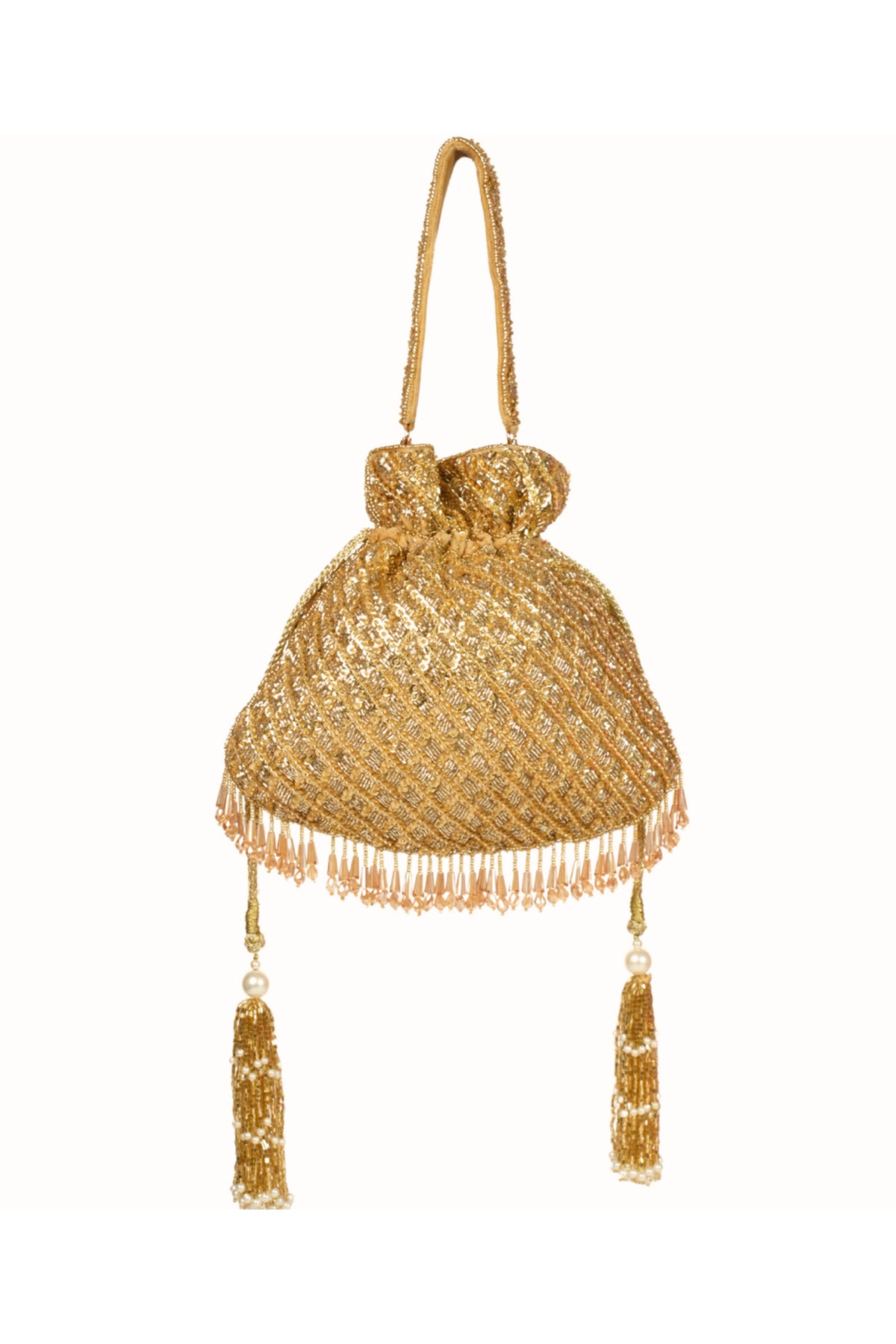 Sitara Gold Suede Sequin Embellished Potli