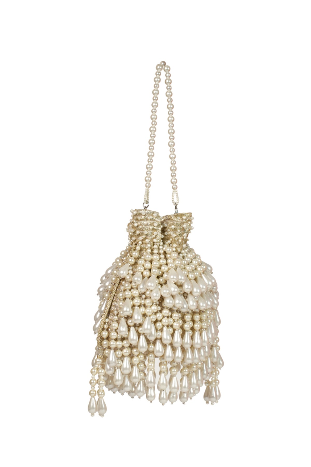 Zarah Gold Pearl Georgette Embellished Potli