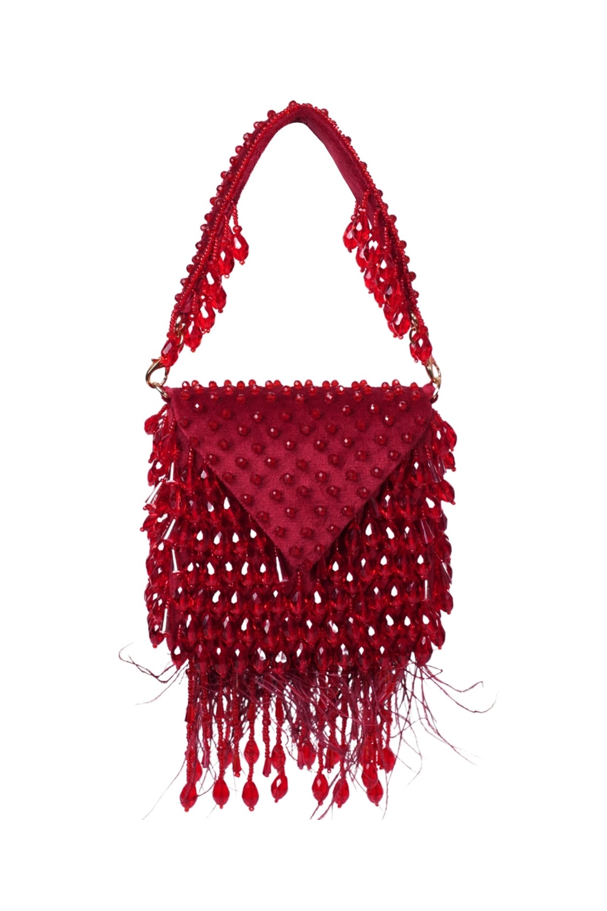 Luna Maroon Suede Embellished Mini Bag