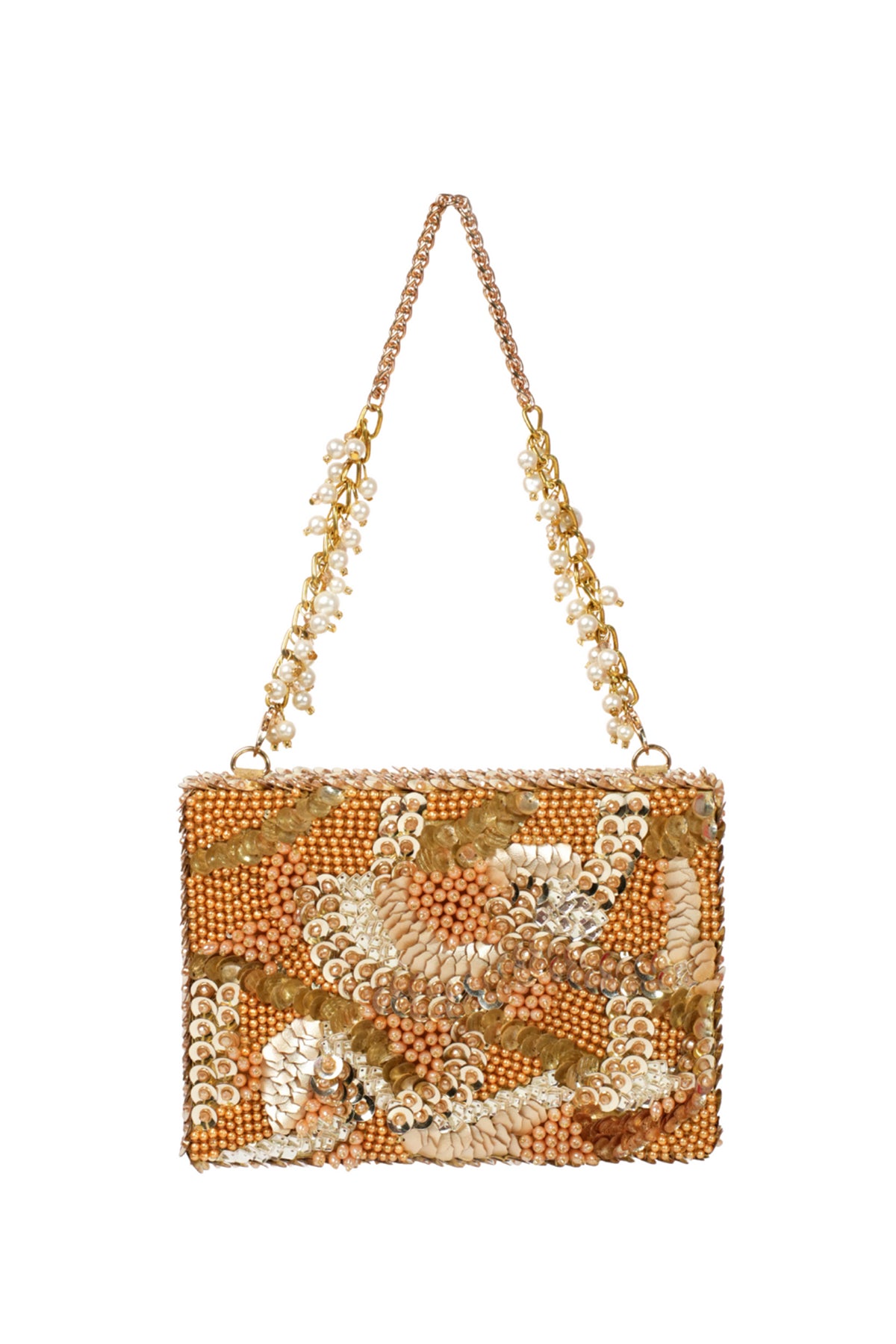 Amna Gold Suede Embellished Clutch