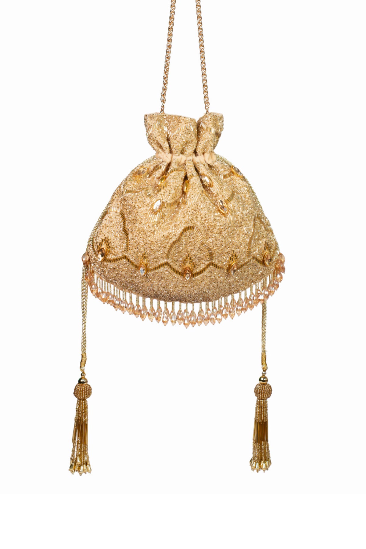Sunheri Gold Georgette Embellished Potli