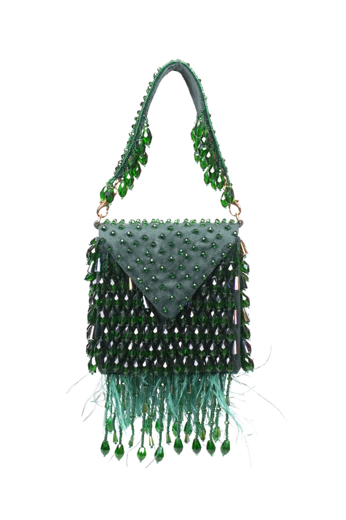 Luna Green Suede Embellished Mini Bag