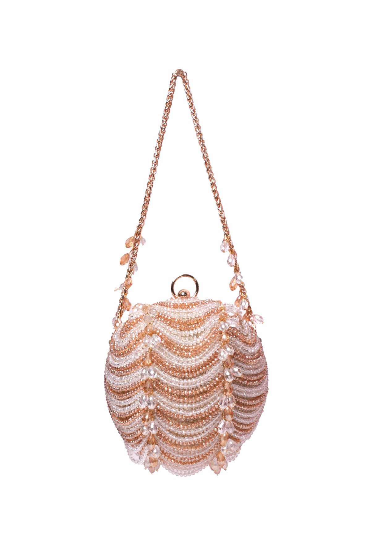 Velora Gold Georgette Embellished Round Bag
