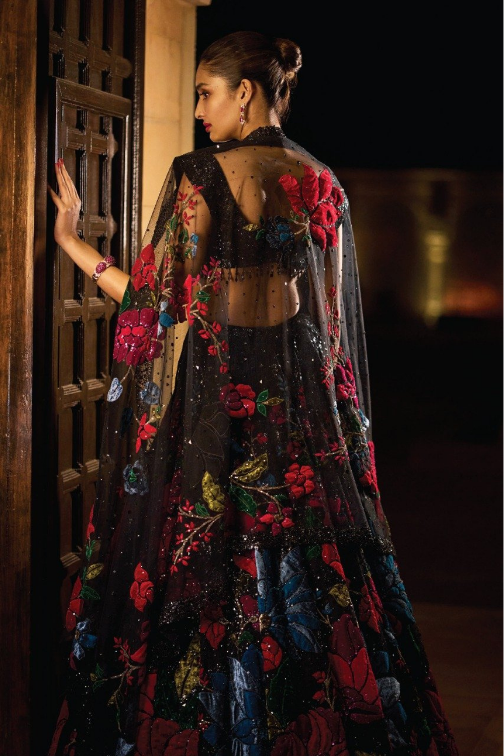 Black Multi-Coloured Lehenga Set