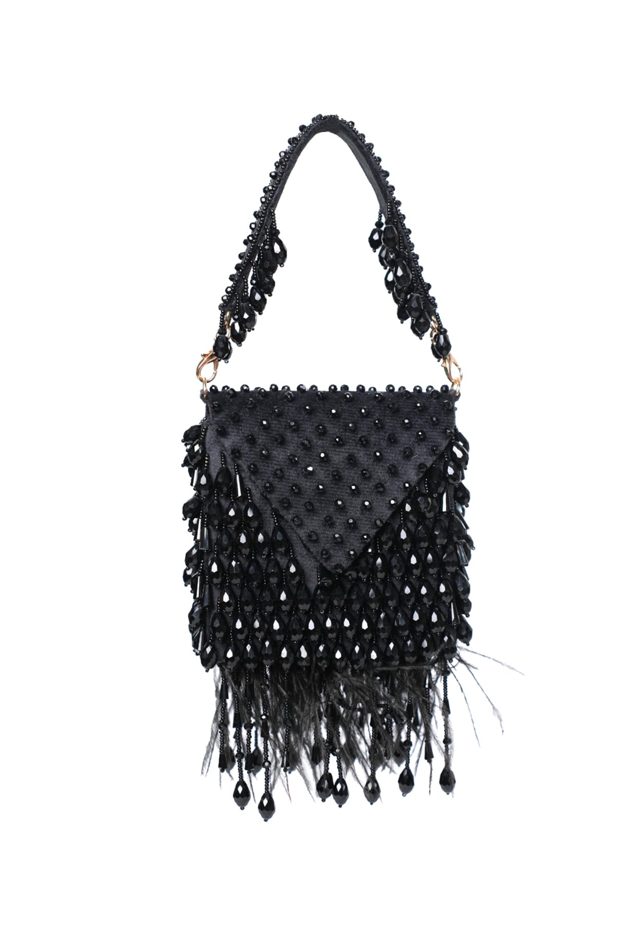 Luna Black Suede Embellished Mini Bag