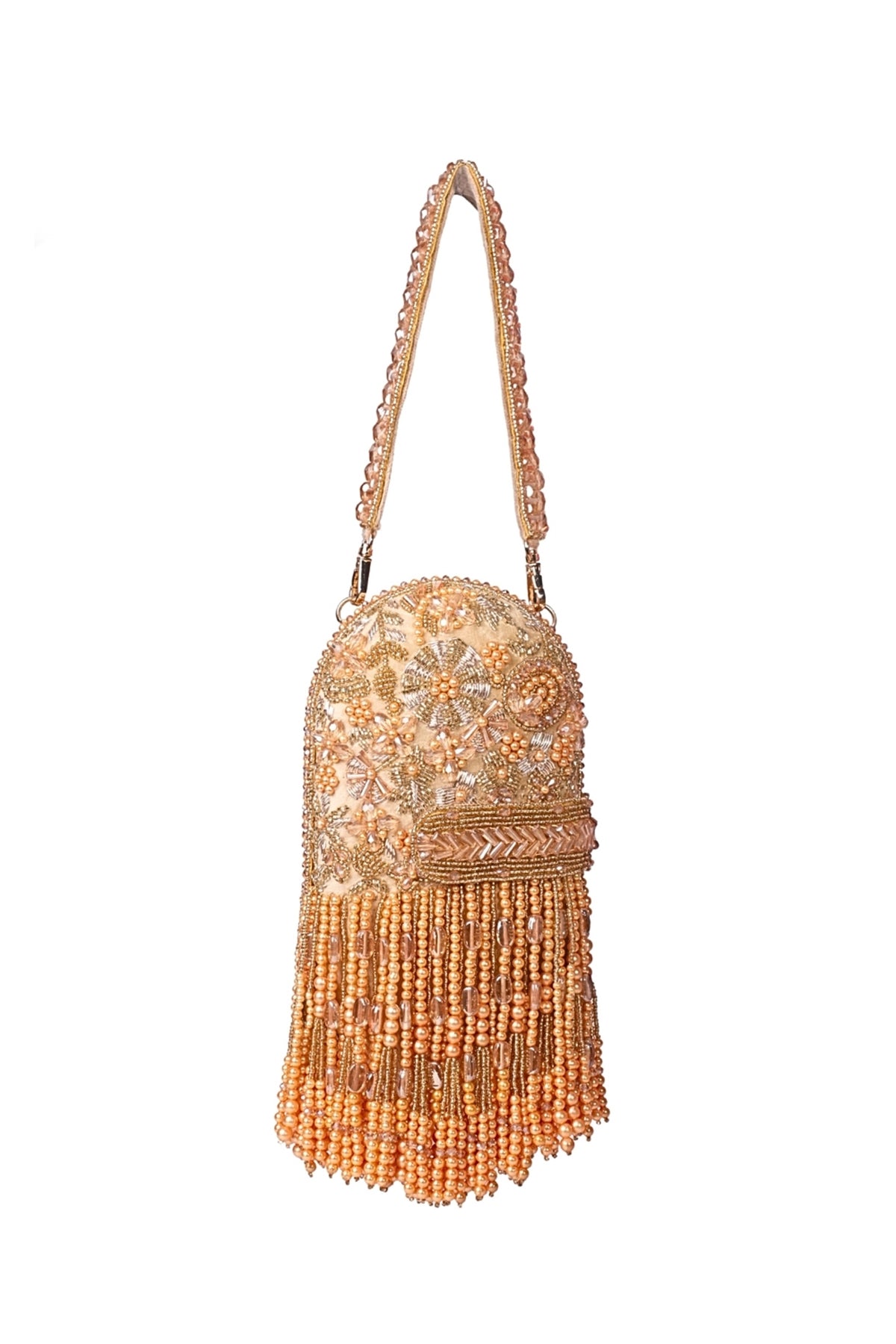 Azmat Gold Suede Embellished Capsule Bag