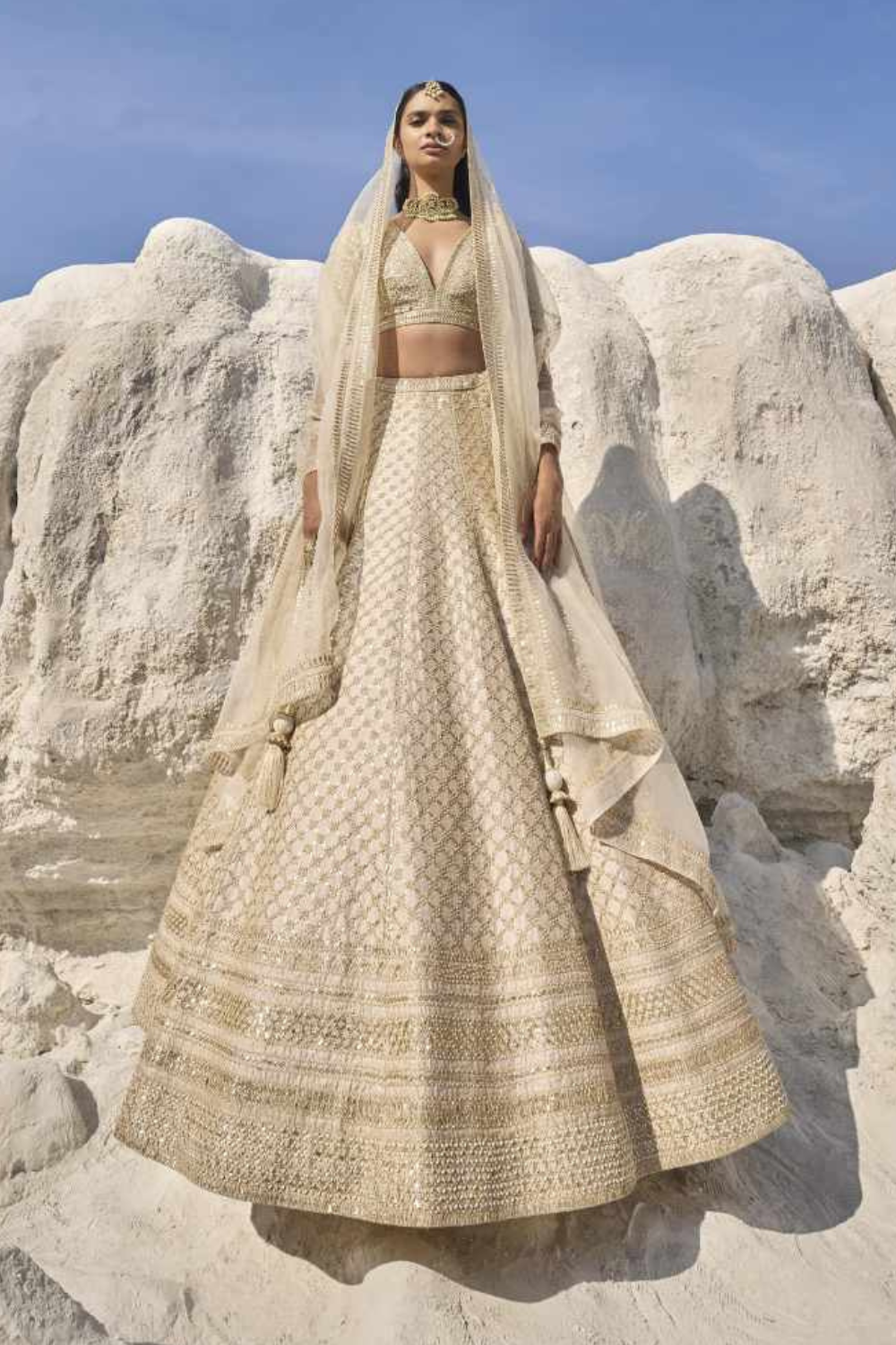 Ivory Gota Patti Lehenga Set