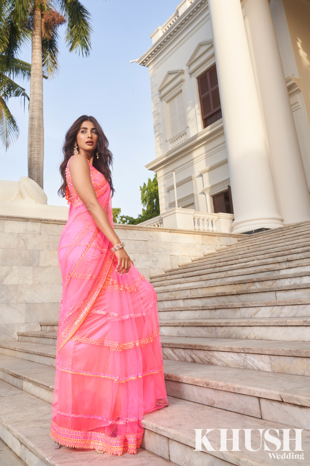 Pink Sequin Saree