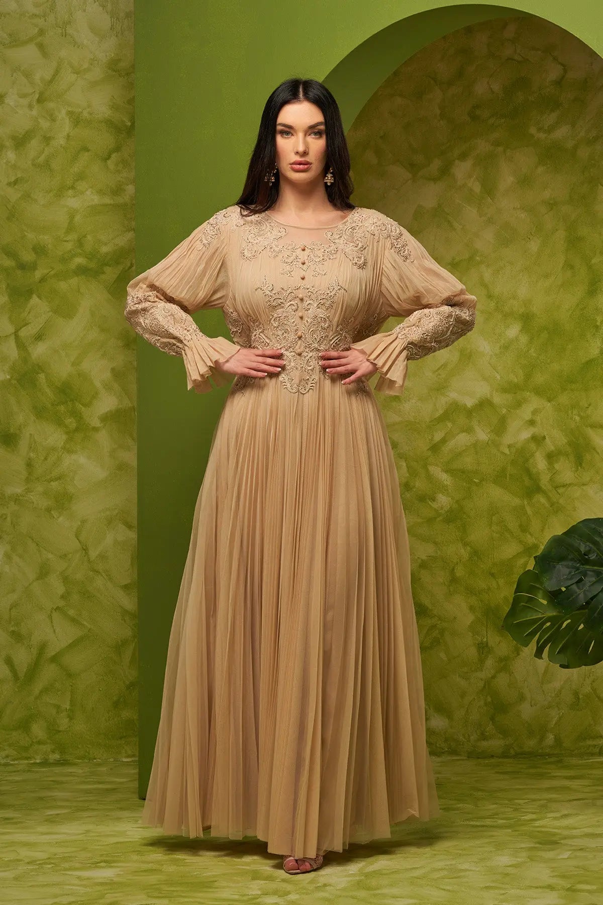 241-23 BEIGE KAFTAN DRESSES