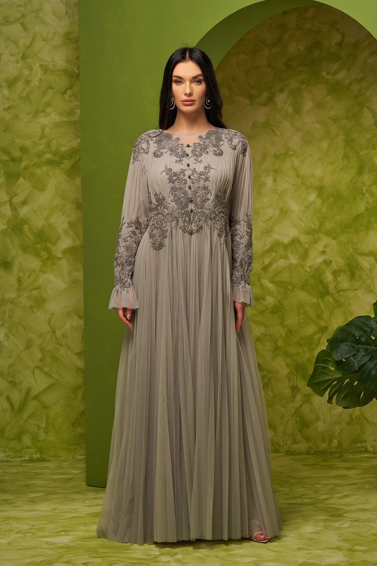 241-23 GREY KAFTAN DRESSES