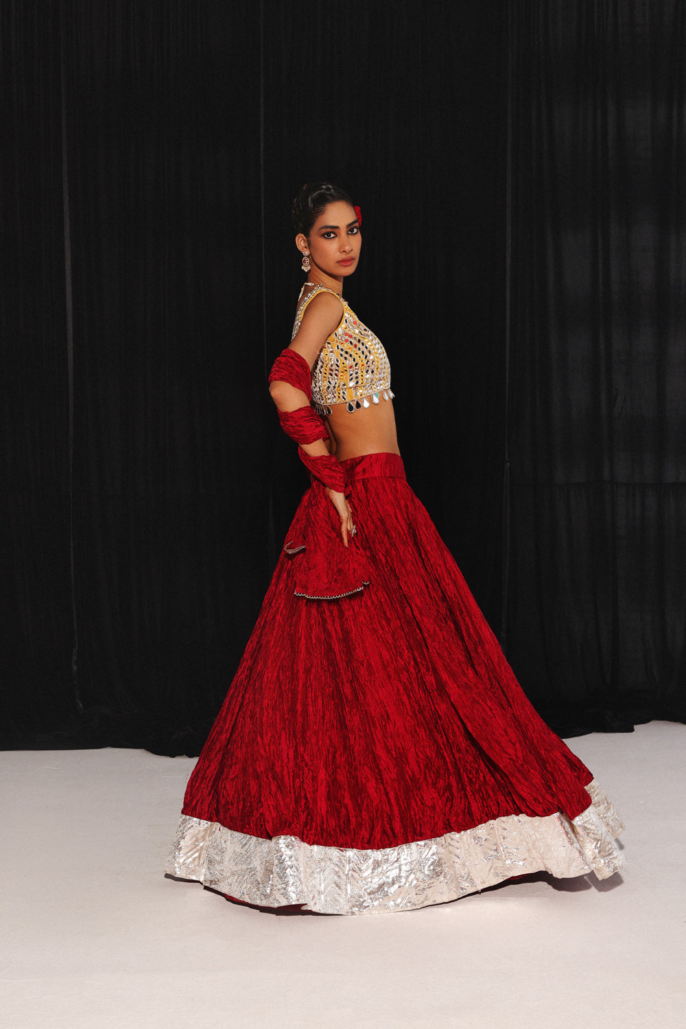 Crushed Lehenga Set
