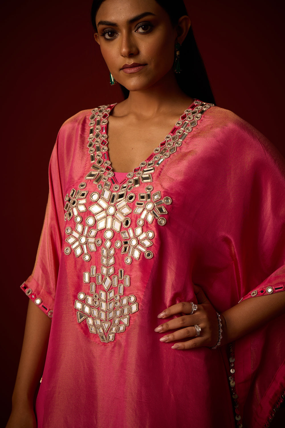 Tissue Mirror Work Kaftan