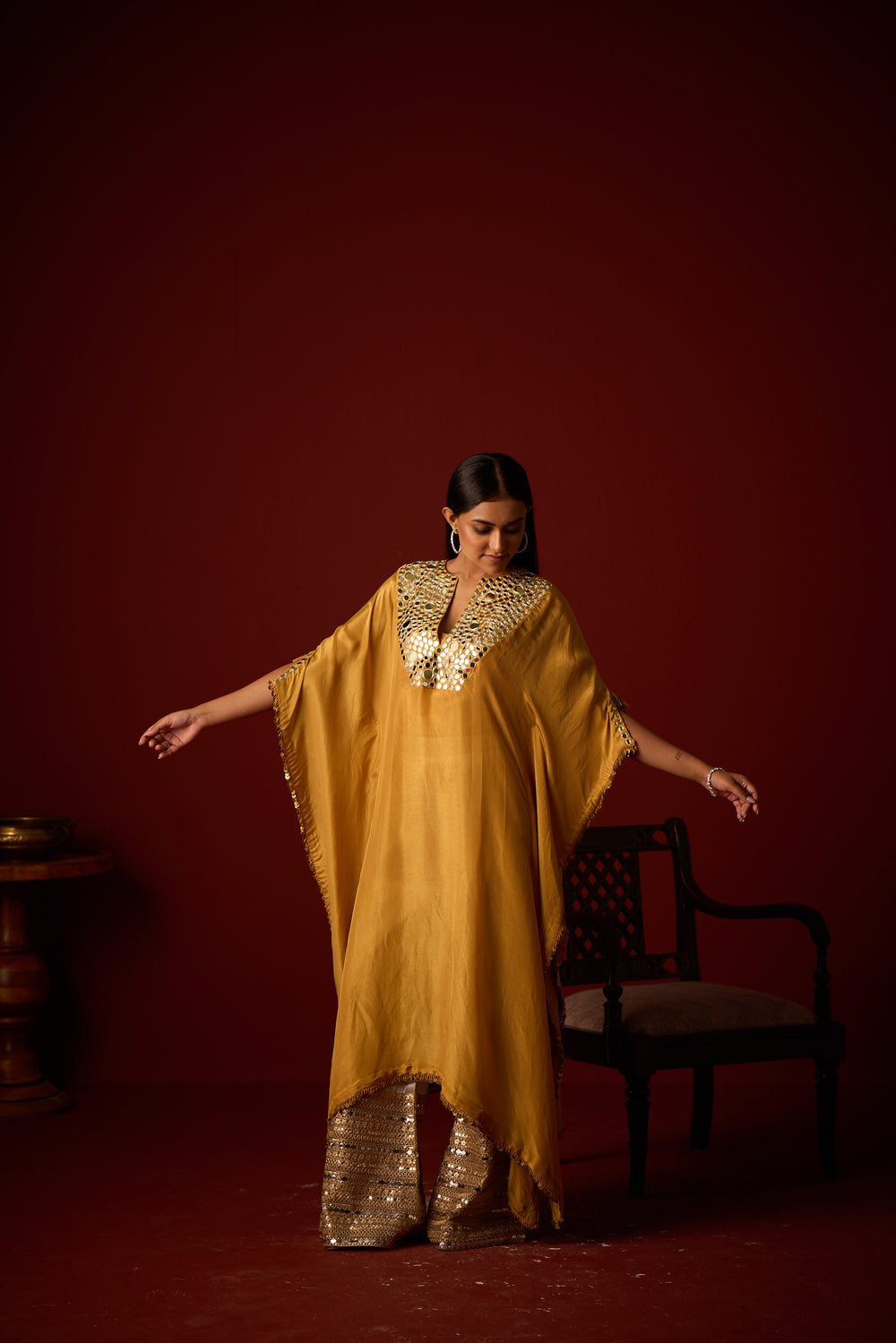 Brocade Mirrorwork Palazzos