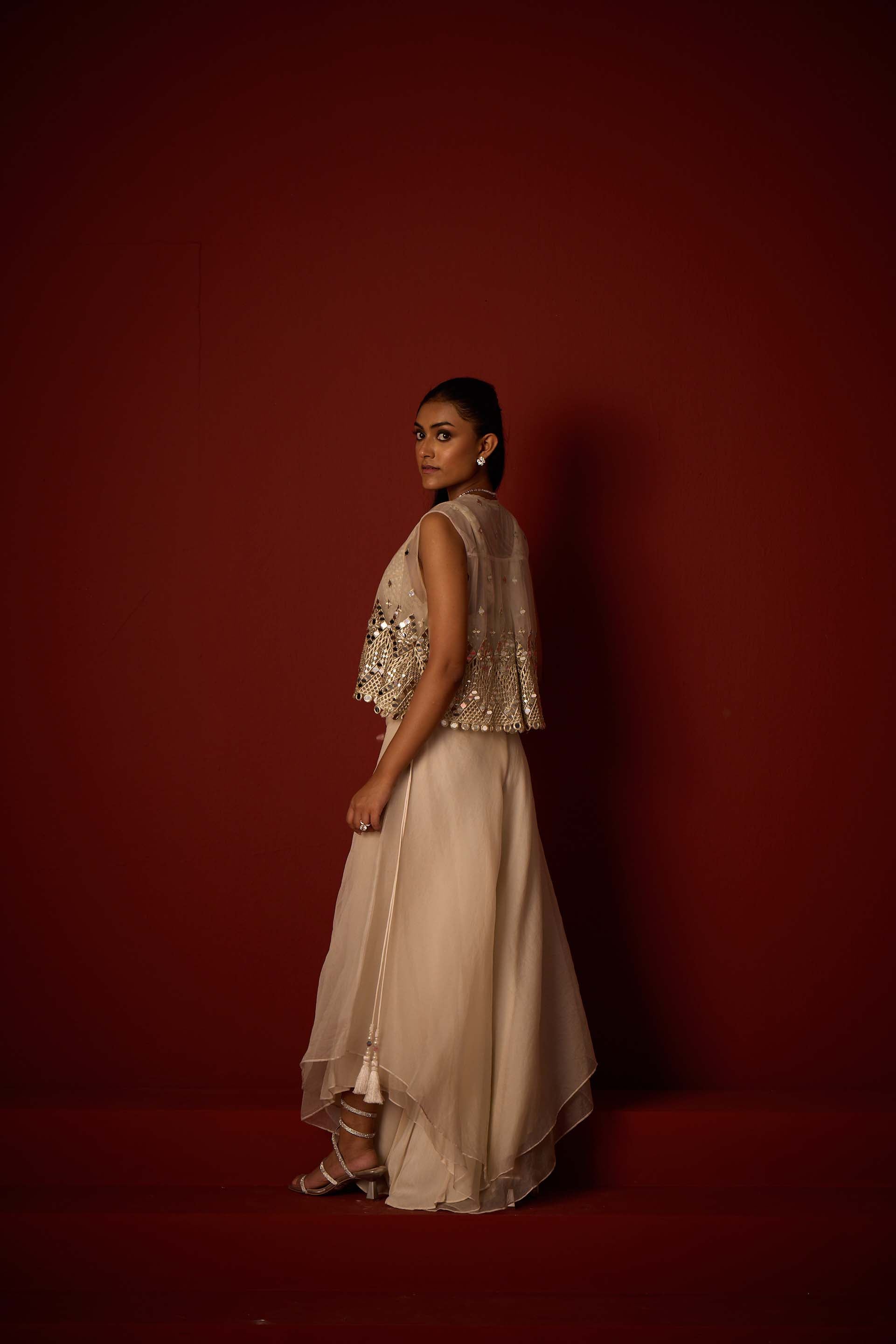 Organza Asymetrical Flared Pants