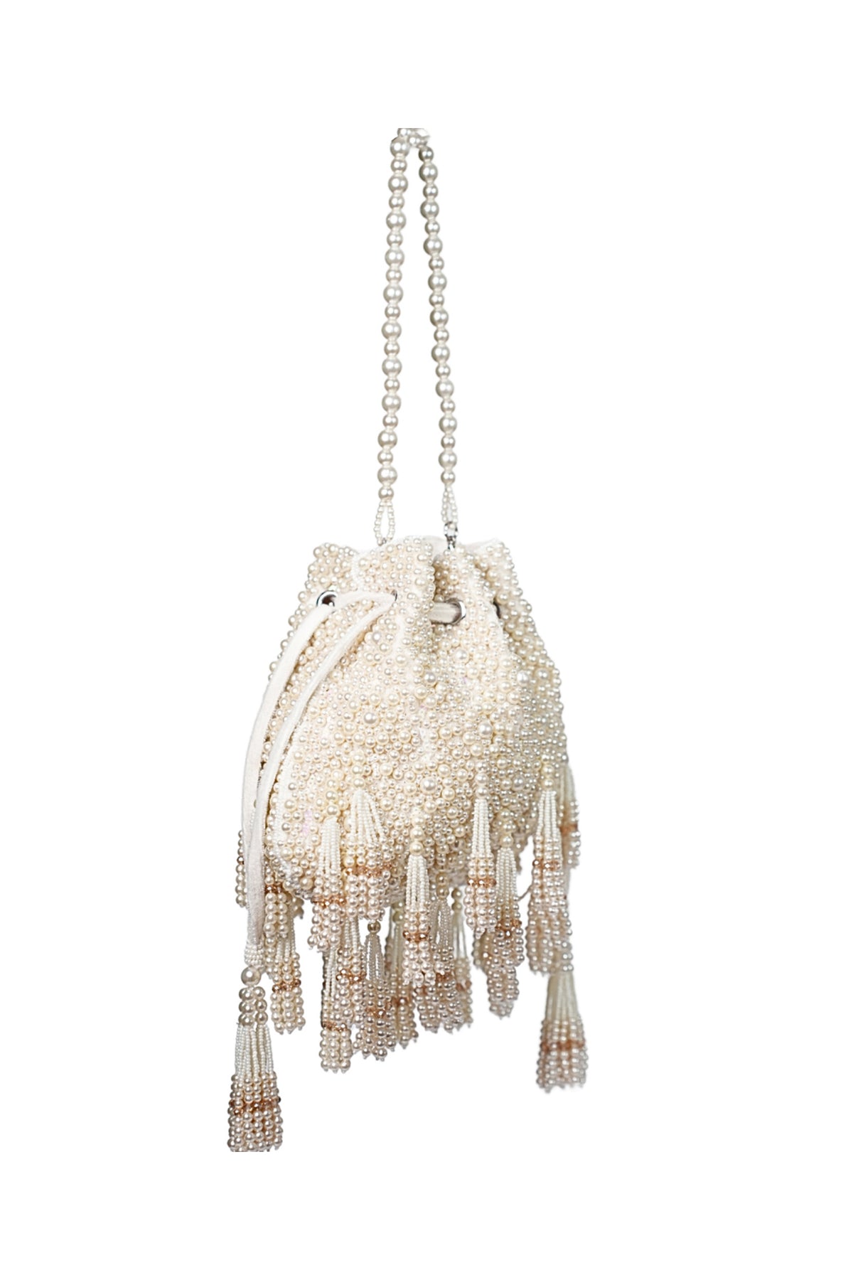 Emma Ivory Suede Pearl Embellished Potli