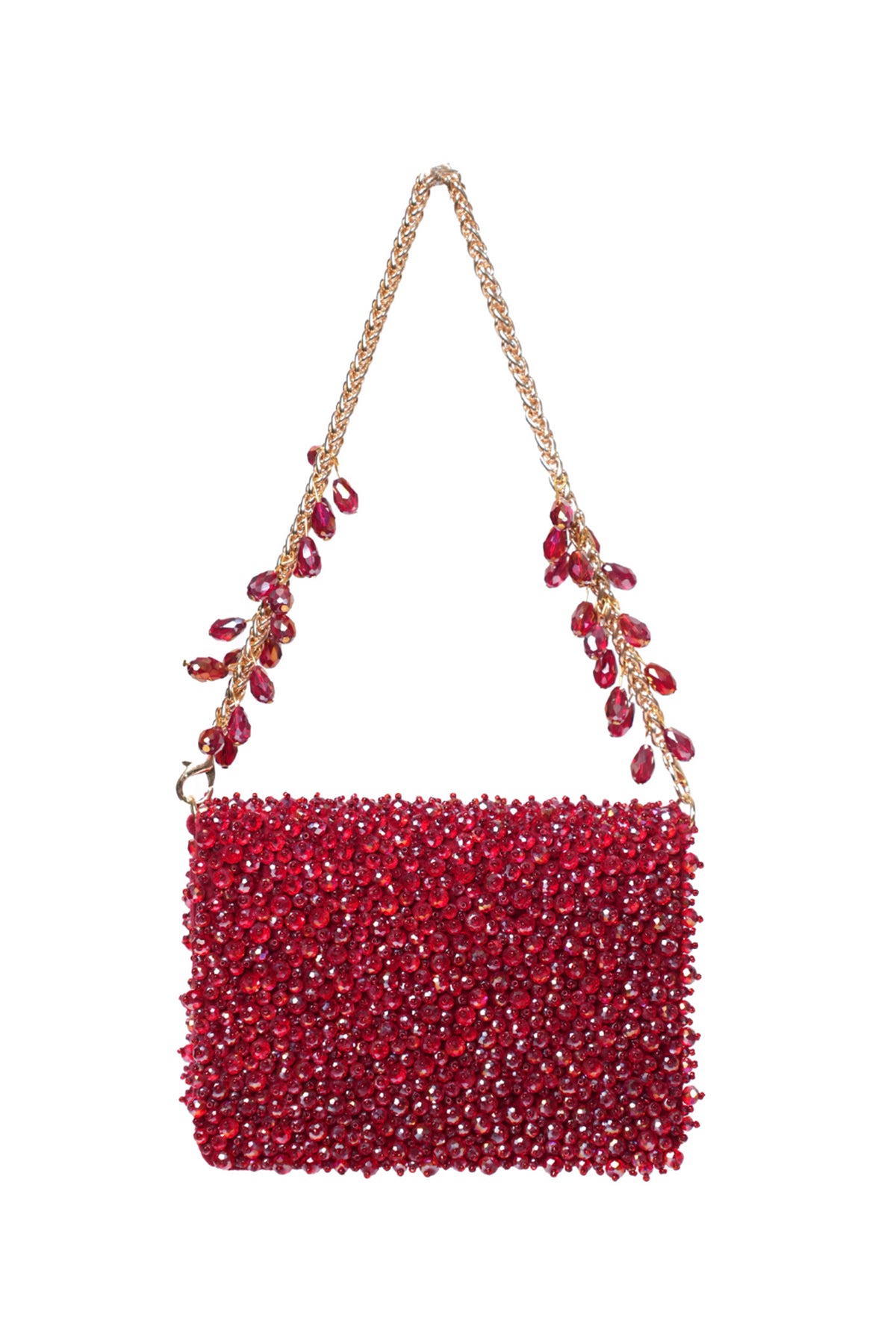 Kiyara Maroon Suede Crystal Embellished Mini Bag