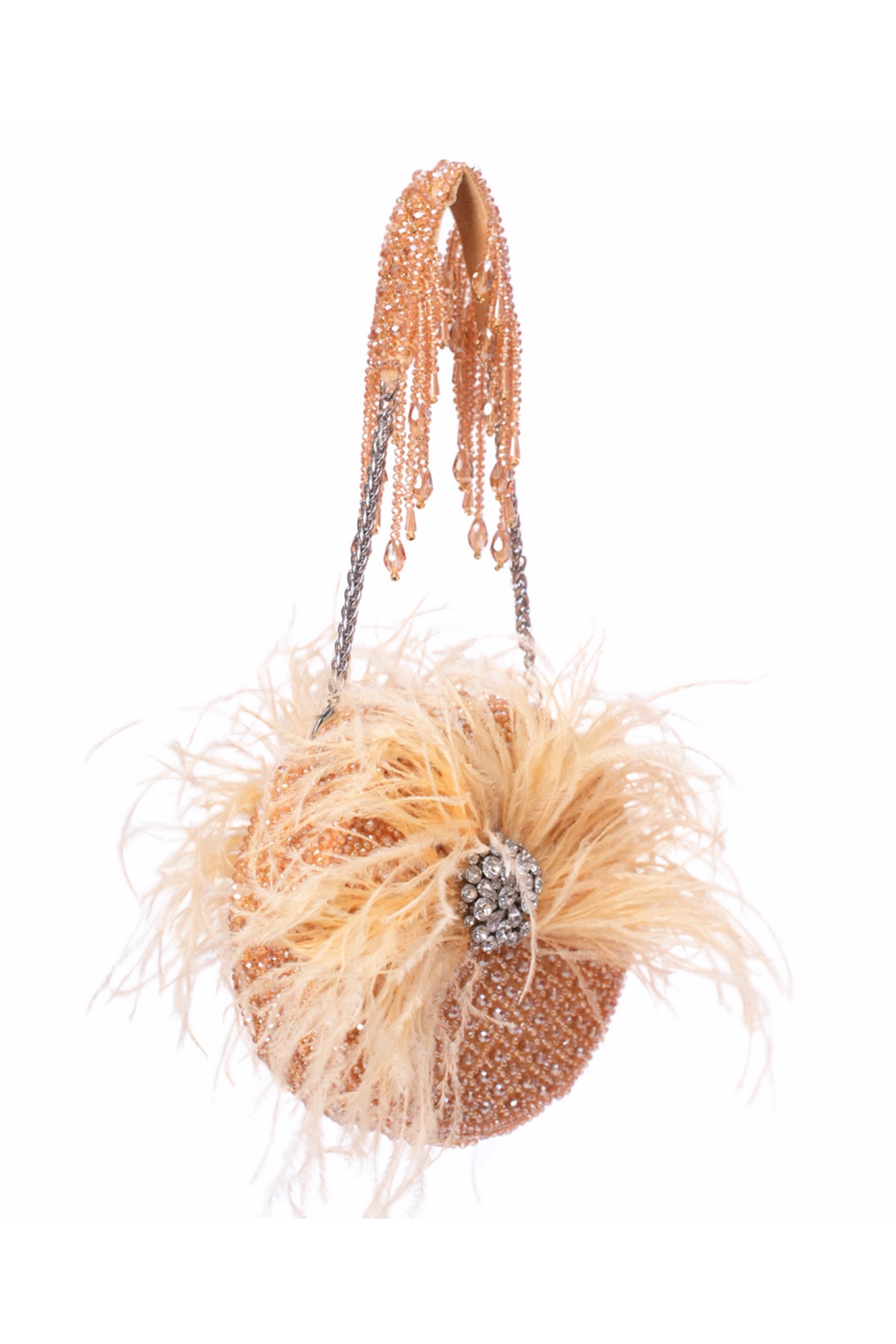 Kiraz Gold Suede Embellished Clutch