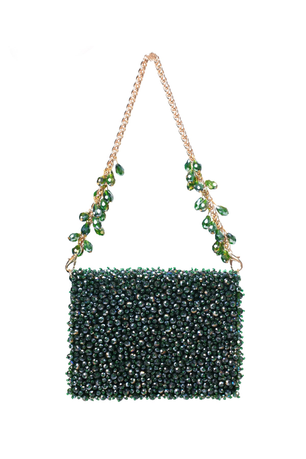 Kiyara Green Suede Crystal Embellished Mini Bag