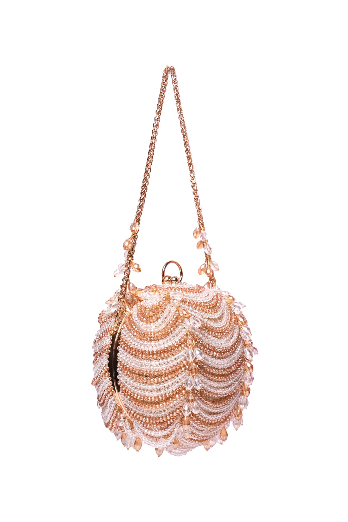 Velora Gold Georgette Embellished Round Bag