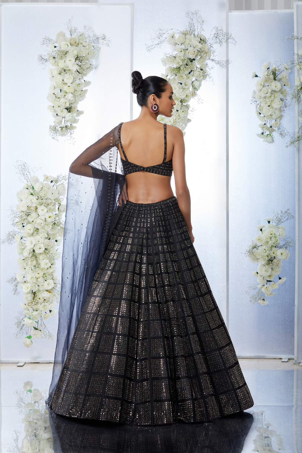 Kriti Sanon in Black Brick Crystal Lehenga Set